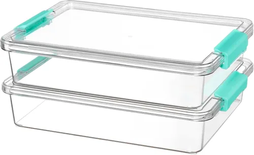 Miniatura 10 de Vtopmart Contenedores de almacenamiento de plástico de 6 cuartos con tapas, contenedores sensoriales transparentes, organizadores y almacenamiento