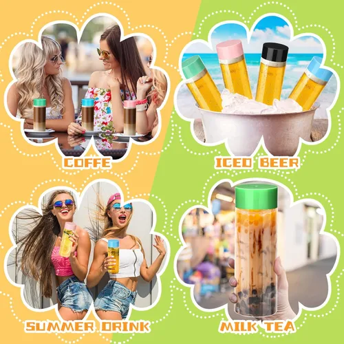 Miniatura 7 de Hoolerry 16 botellas sensoriales de plástico vacías con tapas, botellas de agua sensoriales de plástico transparente reutilizables para Rosa Verde