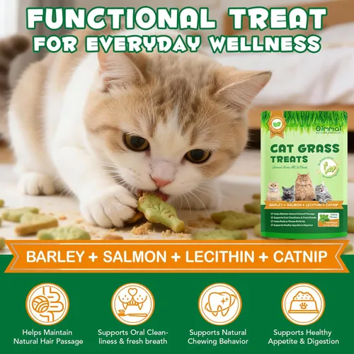 Miniatura 2 de Golosinas de hierba para gatos, golosinas para control de bolas de pelo en interiores, delicioso palo de dentición de hierba para quitar bolas