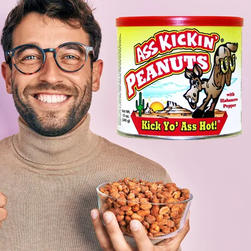 Miniatura 6 de KICKIN' - Cacahuetes picantes con pimienta habanero – 12 onzas – Cacahuetes picantes y picantes de primera calidad – El mejor aperitivo picante