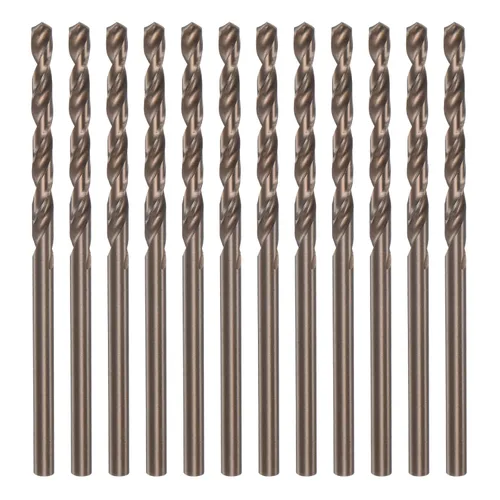 Miniatura 12 de HARFINGTON 12 brocas de cobalto, 0.094 in M35 de alta velocidad métrica de acero de alta velocidad brocas de vástago recto para metal duro, acero