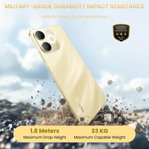 Miniatura 8 de realme Note 70T 4G Smartphone 4+128GB, pantalla de 6.75 pulgadas, oro, pantalla de 90 Hz, batería de 6000 mAh, cámara de 32 MP, potente procesador
