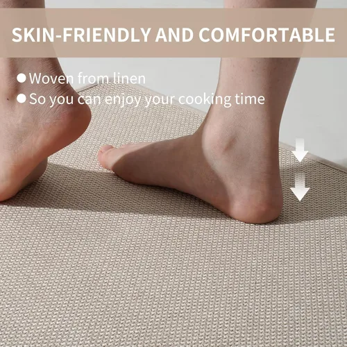 Miniatura 6 de YDKGL Tapetes de cocina para piso, alfombras de cocina súper absorbentes, antideslizantes, lavables, de lino sintético suave trenzado, alfombra
