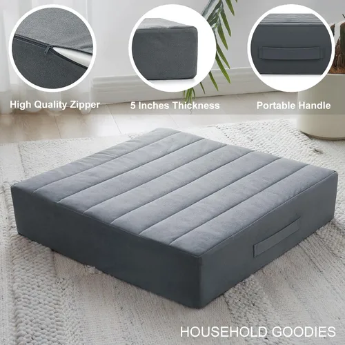 Miniatura 2 de JKMAX 2 Piezas Almohadas de Espuma de Alta Densidad para Piso - Almohadas Grandes Mejoradas para Asientos de Adultos - Cojín de Piso para Exteriores