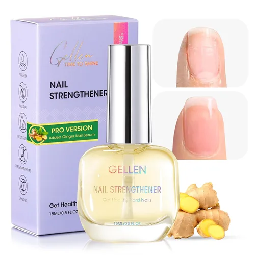 GELLEN Pro Care Fortalecedor de Uñas de Jengibre, Tratamiento de Suero de Jengibre, 8-EN-1 Reparador de Uñas Transparente de Secado al Aire para
