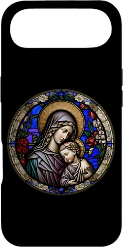 Miniatura 26 de Funda para iPhone 11 Religious Blessed Virgin María y Jesús con diseño de vidrieras
