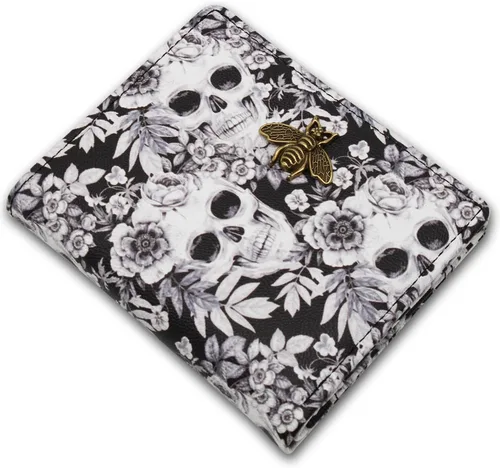 Miniatura 7 de Cartera pequeña para mujer con bloqueo RFID, cartera de bolsillo doble, cartera compacta y delgada para mujeres, carteras mini para mujeres, Negro