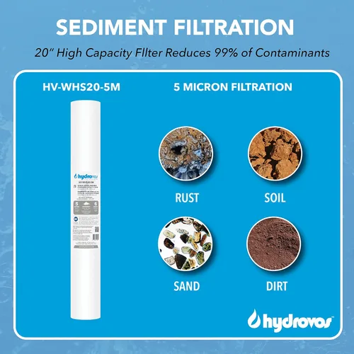 Miniatura 4 de HYDROVOS Carcasa de filtro de agua de 20 pulgadas, certificado NSF, puertos de 3/4 pulgadas, válvula de alivio de presión incorporada, uso