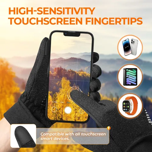 Miniatura 2 de rivmount Guantes ligeros de invierno para correr, pantalla táctil y forro térmico antideslizante, cálido guantes térmicos, clima fresco, conducción