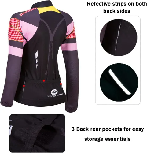 Miniatura 19 de Traje de ciclismo acolchado de gel 3D transpirable de manga larga para mujer, conjunto de pantalones de malla con protección UV