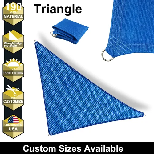 Miniatura 2 de Toldo triangular de 17 x 19 x 25.5 pies, color azul, con borde recto, toldo triangular para exteriores, cubierta para pérgola con bloqueo UV