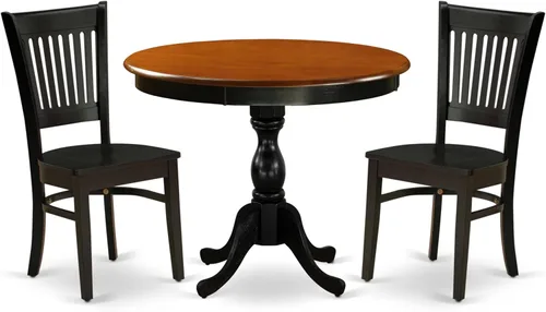 Miniatura 20 de East West Furniture AMVA3-LWH-W - Juego de mesa de cocina de 3 piezas para espacios pequeños contiene una mesa de comedor redonda con pedestal y 2