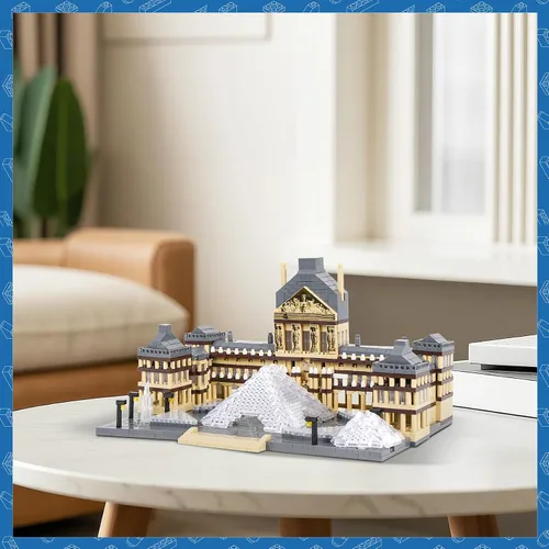 Miniatura 7 de Juego de bloques de construcción micro de Louvre de arquitectura, 3377 piezas de fama mundial modelo arquitectónico, juguetes educativos ladrillos