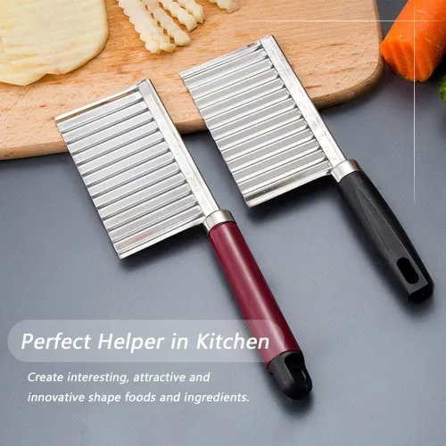 Miniatura 3 de Cuchillo de corte arrugado de acero inoxidable para papas y zanahorias, papas fritas, verduras y frituras francesas, cortador ondulado, cuchilla