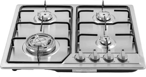Miniatura 6 de Estufa de gas integrada de 23 pulgadas, 4 quemadores, estufa de acero inoxidable, 22.835 x 20.472 in, NG y GLP, estufa de gas natural para RV