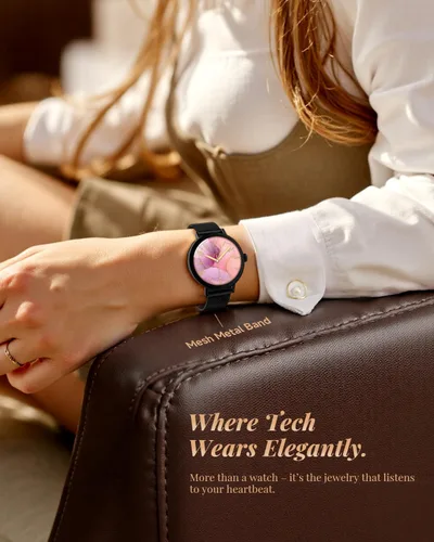 Miniatura 2 de TOOBUR Reloj inteligente para mujer con dos bandas, reloj de seguimiento de fitness, monitor de frecuencia cardíaca, contador de pasos, compatible