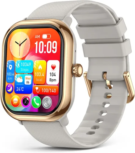 Reloj inteligente (respuesta/hacer llamada), relojes inteligentes AMOLED de 1.96 pulgadas para mujer con más de 100 modos deportivos, rastreador de