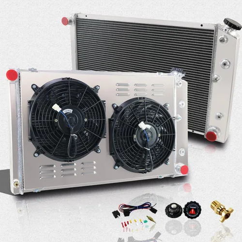 ColQuee CC162 - Radiador de 3 filas+cubierta 2 ventiladores de 12 pulgadas compatibles con G-Body Monte Carlo El Camino Regal Cutlass 1978-1988 79