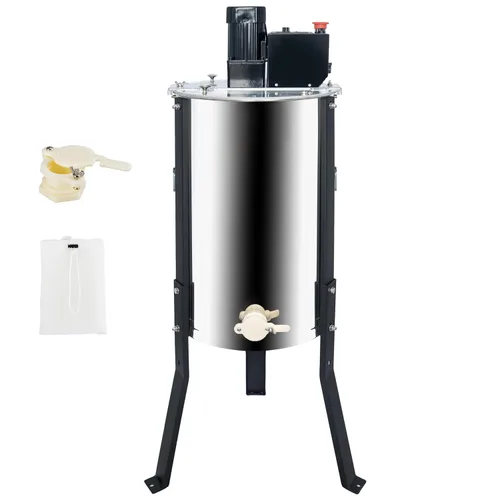 Honey Lake Extractor eléctrico de miel de 3 marcos, tambor de acero inoxidable, velocidad y altura ajustables, motor silencioso de 140 W, tapa