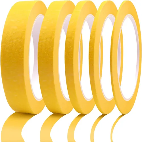 5 Rollos de Cinta de Rayas Finas - Cinta de Enmascarar 1/16", 1/8", 1/4", 1/2", 3/4" - Cinta de Enmascarar Fina para Pintores Automotriz para
