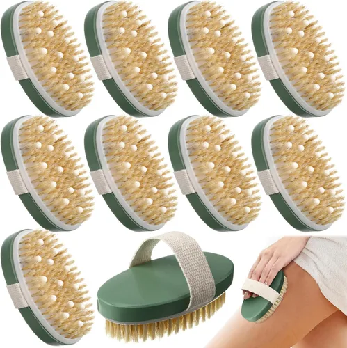 Miniatura 11 de Gejoy Cepillo corporal de cepillado en seco, 10 unidades, con nódulo de masaje, limpiador corporal de piel seca para ducha, baño, mejora