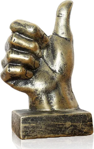 Miniatura 6 de Lependor Estatuas de escritorio de gestos de mano de poliresina plateada, decoración de escultura de dedo, dedos de plata de la victoria Dedos