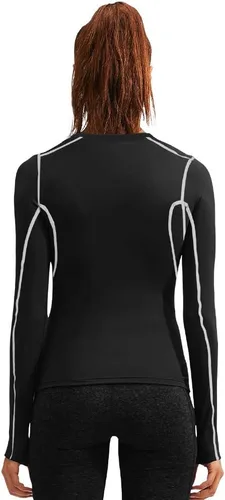 Miniatura 3 de Camiseta de compresión atlética de ajuste seco para mujer, manga larga, para entrenamiento, capa base, ropa deportiva