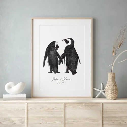 Miniatura 11 de Triple Studio Regalo de boda personalizado, impresión artística de pájaro con nombre y fecha personalizados, celebración de aniversario para novio
