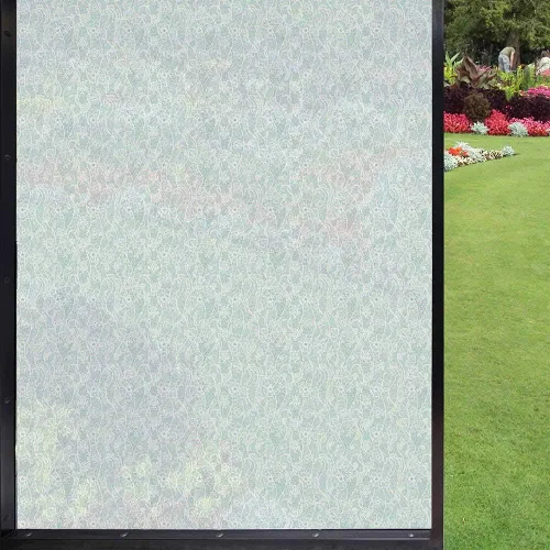 Película de privacidad vintage esmerilada para ventana, fondo de encaje con composición floral, inspiraciones victorianas, decoración de vidrio de