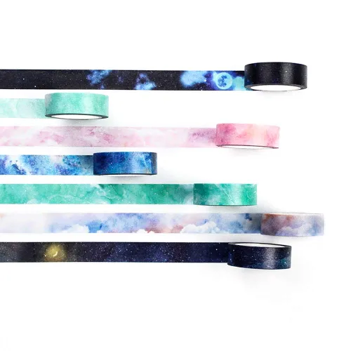 Miniatura 3 de YUBBAEX Galaxy Washi - Juego de cintas decorativas extra largas con estampado estrellado para artes, manualidades, diarios, planificadores, álbumes