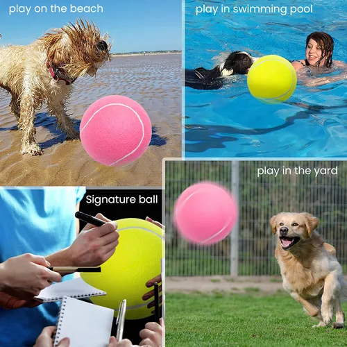 Miniatura 5 de Pelotas de tenis para perros grandes de 9.5 pulgadas, paquete de 2 pelotas de juguete para mascotas para perros pequeños, medianos y grandes