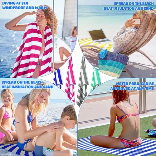 Miniatura 4 de Tatuo Juego de 6 toallas de playa de microfibra de 63 x 32 pulgadas, de gran tamaño, sin arena, de secado rápido, para playa, piscina, toalla