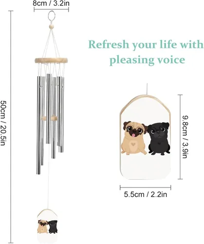 Miniatura 2 de Divertidos carillones de viento conmemorativos para perros con 6 tubos de aleación de aluminio, campanillas de viento, regalo para patio al aire