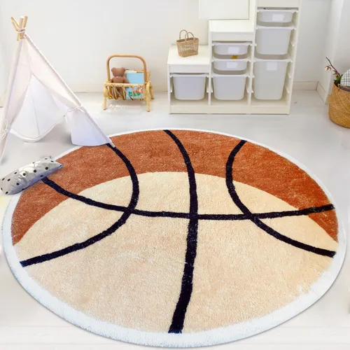 Miniatura 8 de Poowe Alfombra redonda para sala de juegos para niños, alfombra suave del alfabeto para dormitorio, colección de juegos, alfombra de aprendizaje