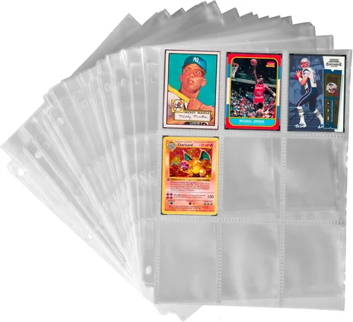 Miniatura 2 de Samsill Paquete de 200 fundas para tarjetas coleccionables de 9 bolsillos, capacidad para 1800 tarjetas, transparente, cabe en carpeta estándar de 3