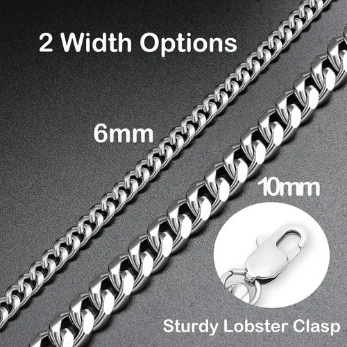 Miniatura 5 de JoycuFF Pulsera de cadena cubana de acero inoxidable para hombres, regalos para los amantes del hip hop, pulsera de eslabones para papá, marido