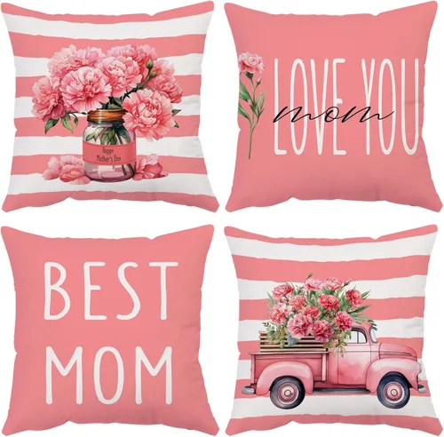 Miniatura 2 de Juego de 4 fundas de almohada para el Día del Padre de 14 x 14 pulgadas, fundas de almohada de terciopelo azul con texto en inglés "I Love You Dad