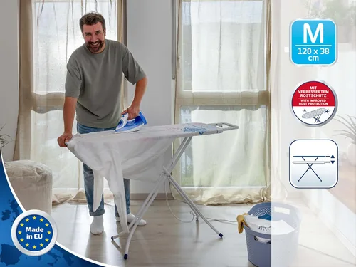 Miniatura 2 de Leifheit Classic M Basic - Tabla de planchar sin arrugas, tabla de planchar compacta para plancha de vapor para ropa suave, 120 x 38 x 27.2-34.6 in