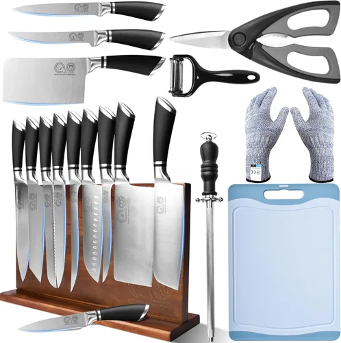 Miniatura 9 de XYJ Cuchillos auténticos desde 1986,Juego profesional de cuchillos de chef con bolsa, cuchillo de carnicero para bolsa de corte de carne Mitado Negro