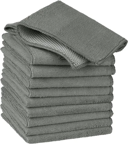 uxcell Juego de 10 paños de cocina para platos, paños de microfibra absorbentes de secado rápido, trapos de cocina con lado de limpieza de cocina y