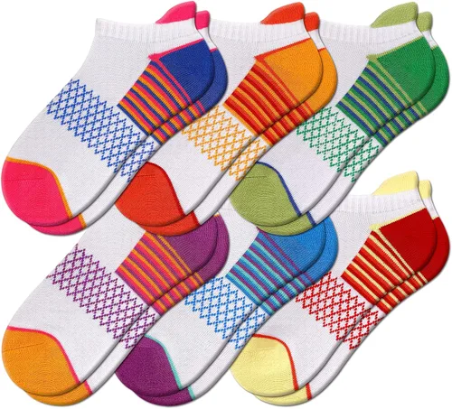 Miniatura 7 de eallco Calcetines de tobillo para mujer, calcetines deportivos acolchados con lengüeta, 6 pares