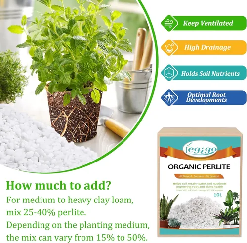 Miniatura 5 de Legigo - Perlita hortícola orgánica de 10 cuartos para plantas de interior - Mezcla acondicionadora y aditiva de suelo hortícola natural para 10