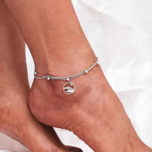 Miniatura 64 de CHIC & ARTSY Tobilleras de plata de ley S925 para mujer, pulsera de tobillo ajustable multicapa para playa, joyería de verano para mujer, de 10 a 11