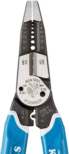 Miniatura 5 de Klein Tools K12065CR - Pelacables, cortador y herramienta engarzadora, fabricado en Estados Unidos, para cortar, pelar, engarzar y torcer