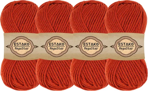 Miniatura 25 de Estako Megastar, 3.52 Oz (100g) de hilo de acrílico 75% y lana 25%, suave, peso grueso voluminoso #5 para crochet y tejer 120 yardas (110m)