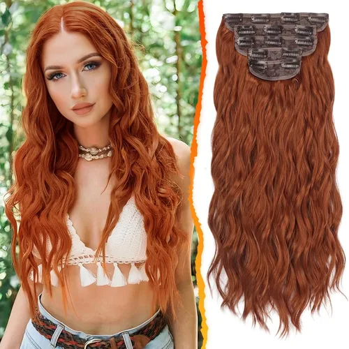 Miniatura 38 de BARSDAR Extensiones de cabello ondulado con clip, color marrón chocolate oscuro, extensiones de cabello con clip de 20 pulgadas para mujer, 5 piezas