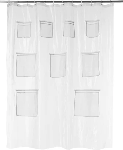 Miniatura 11 de Amazon Basics Cortina de ducha ligera súper suave y de fácil cuidado con textura de gofre, 72 x 72 pulgadas, color blanco (paquete de 8)