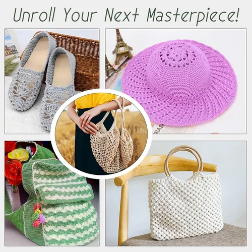 Miniatura 6 de Cordón de macramé de poliéster de 0.118 in x 185 yardas, cordón trenzado de macramé, bolsa de ganchillo, hilo de poliéster para ganchillo, bolsa