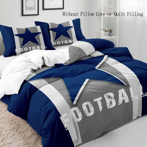 Miniatura 3 de LUVIVIHOME 2 piezas de funda de edredón de fútbol individual, ropa de cama deportiva, ropa de cama para niños, adolescentes y niños, funda de Gris