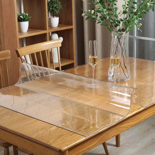Miniatura 35 de Protector de PVC para mesa de comedor, manteles transparentes para mesas rectangulares, tapete protector impermeable de vinilo, vidrio suave
